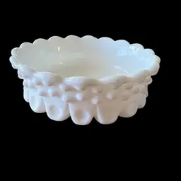 Fenton Milk Glass Hobnail Bon Bon Dish Excellent Condition