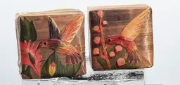 Chinese Hummingbird Hand Made Trinket Boxes Straw & Bamboo 2"