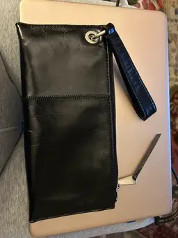 HOBO Vida Black Leather Wristlet Clutch Bag