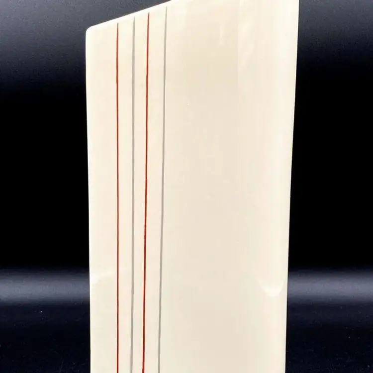 Claudia Shuride Toscany Abstract Oblong Ceramic Vase Cream Red/Black Stripes Vintage