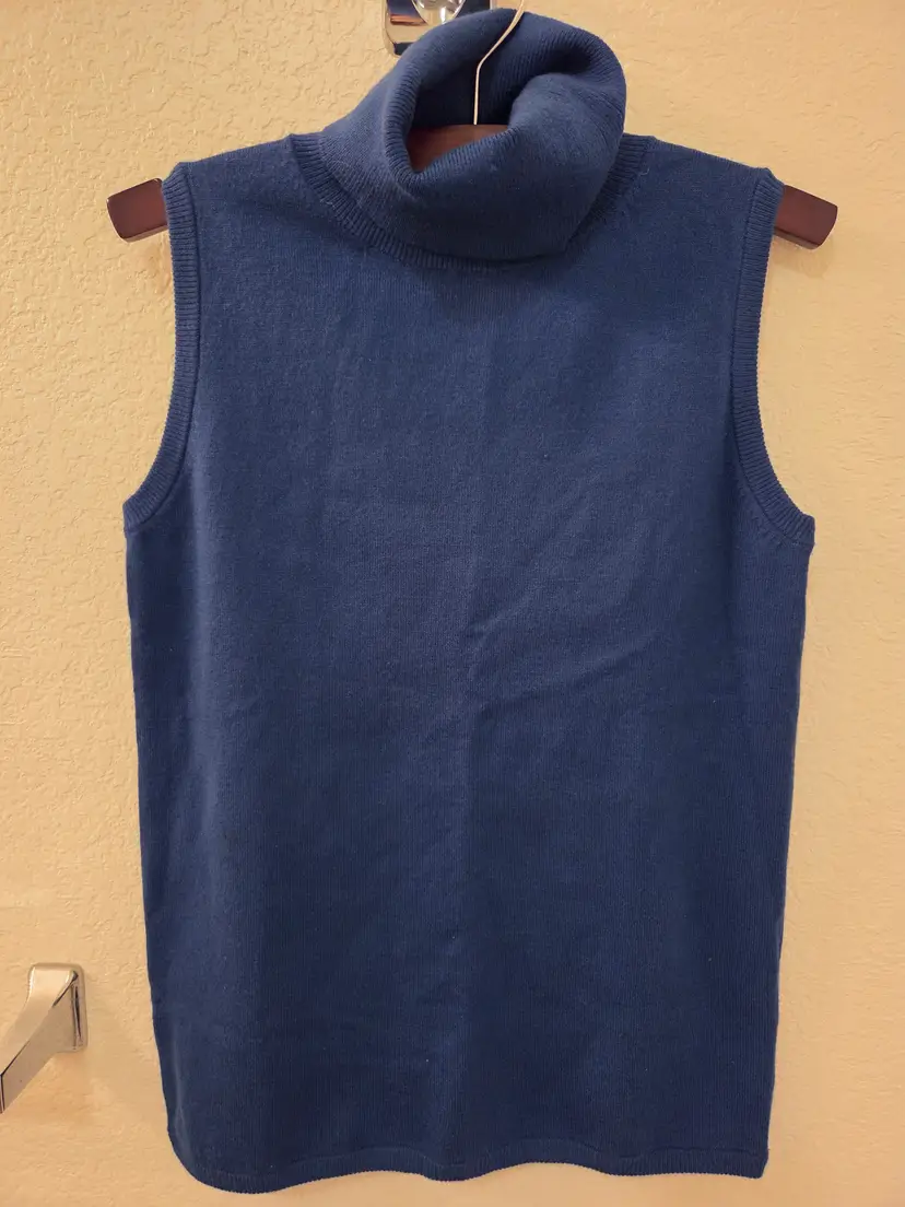 NWOT Ann Taylor Petite Ladies XXSP Blue/Teal Sleeveless Turtleneck