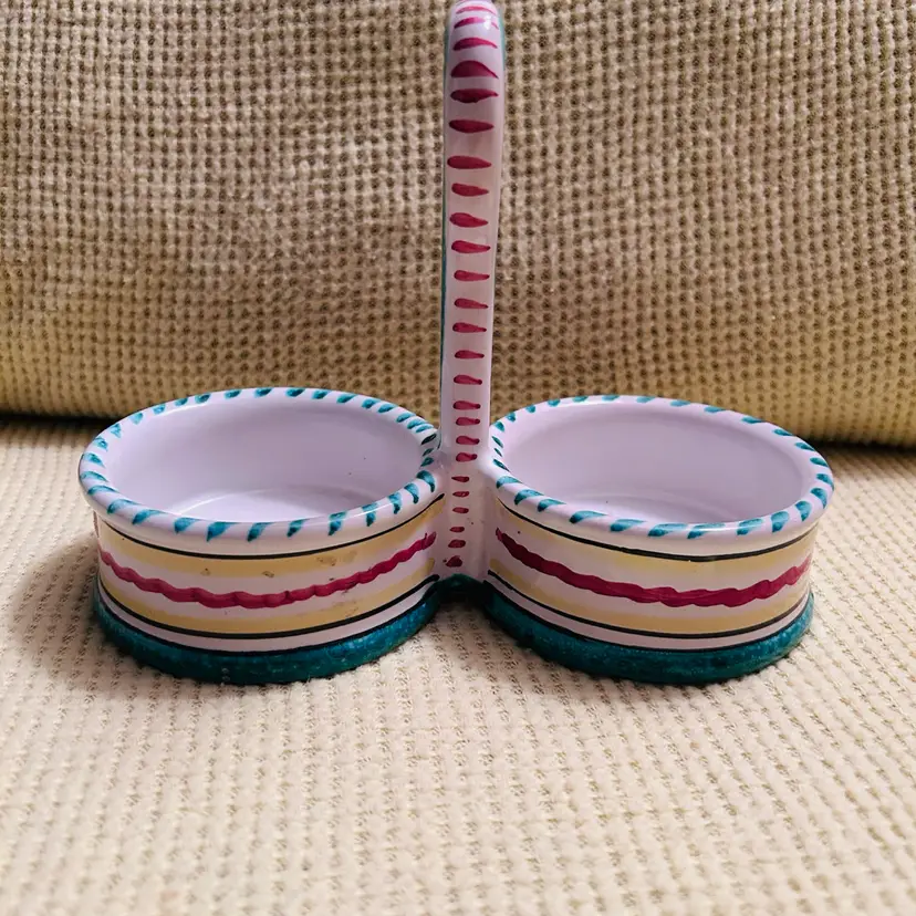 Made In Sorrento Italy Ceramic Oil & Vinegar Cruet Caddy