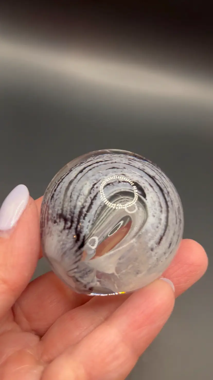 Abstract Wave Art Glass Small Paperweight Unmarked