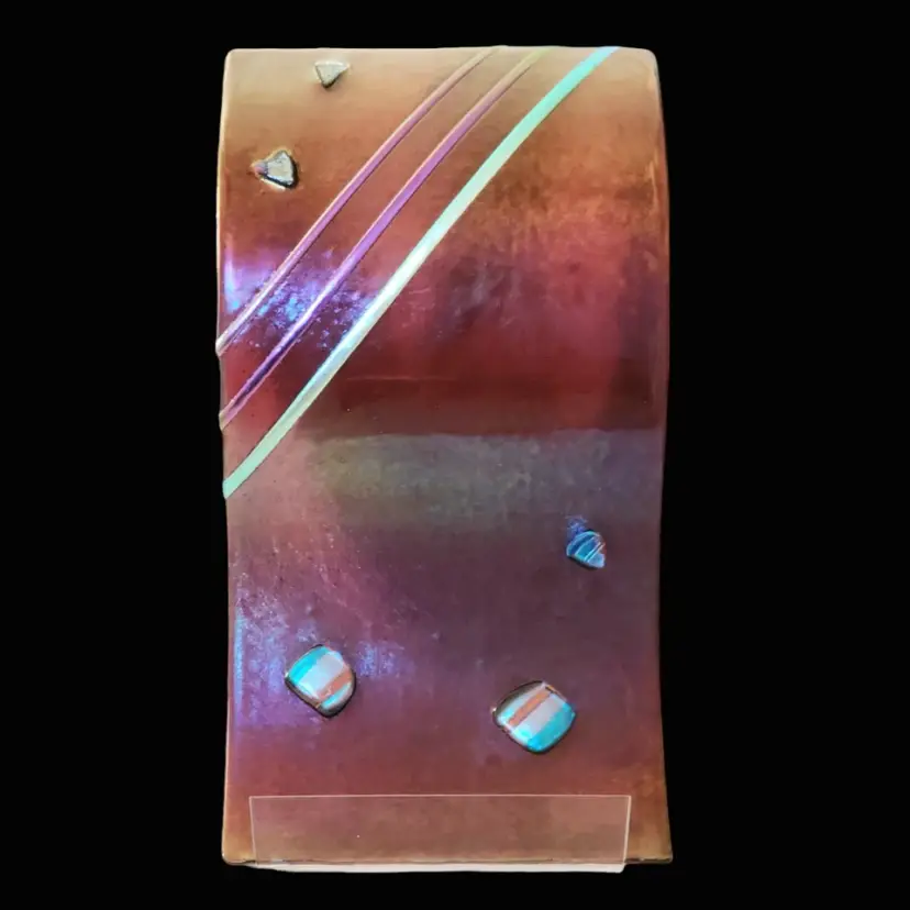 Fused Art Glass Sculpture Abstract Wave 19" tall approximate with plastic stand