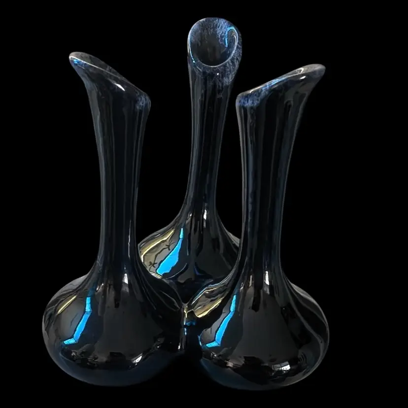 Van Briggle Black Triple Bud Vase
