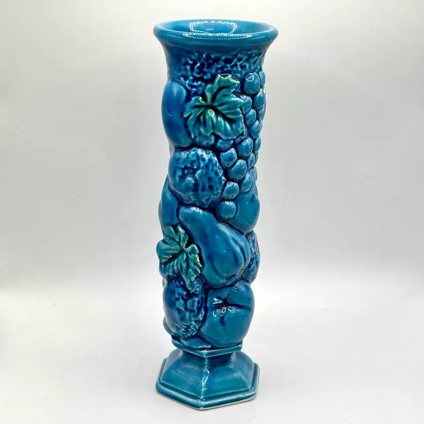 Vintage Inarco Mood Indigo Blue Pedestal Vase Japan 8"