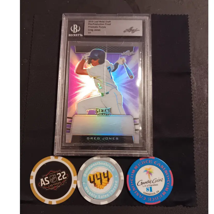 2019 Leaf Metal Draft Pre-Production Proof Prismatic Purple 1/1 Greg Jones - Colorado Rockies (AAA affiliate)