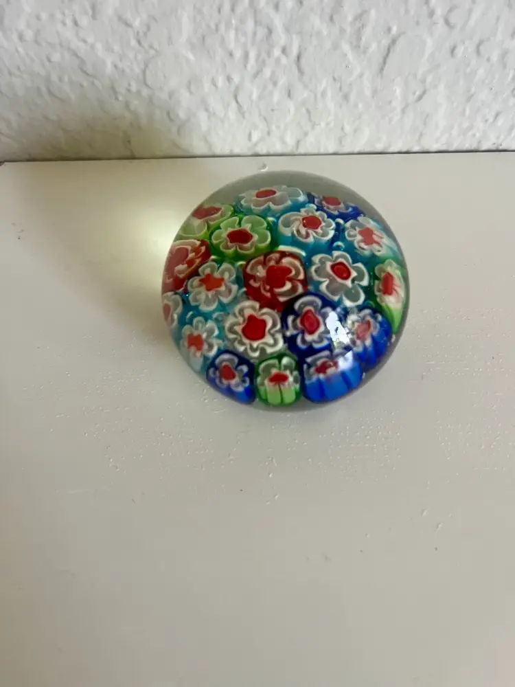 Small Millefiori Glass Paperweight