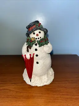 Vintage June McKenna Flat Back Snowman Christmas Figurine 1994 "Snow Showers"