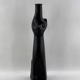 German Happy Cat Moselland Rheinhessen Riesling Wine Bottle Matte Black EMPTY