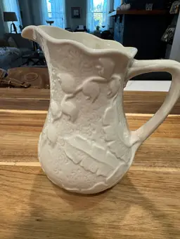 Godinger Americana Flea Market Collection Cream Embossed Leaf Pitcher