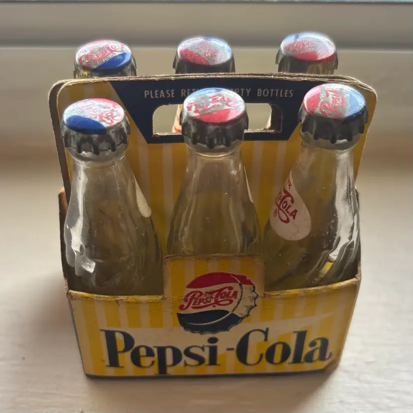 Vintage Pepsi Cola Miniature Soda Pop Bottle 6 Pack in Carton