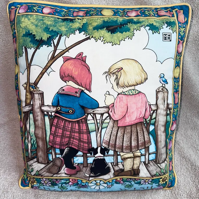 Vintage Mary Engelbreit Throw Pillow Make A Wish Double Sided Print