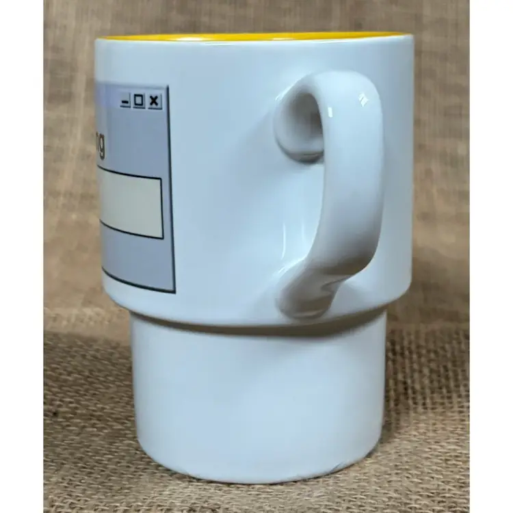 Vintage Caffeine Loading Coffee Mug Cup Cupholder Base Funny Humor Retro