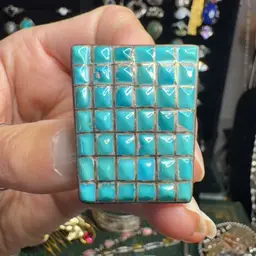 Vintage Sterling Silver Turquiose Bolo w/ Non Sterling Patent Pending Mechanism