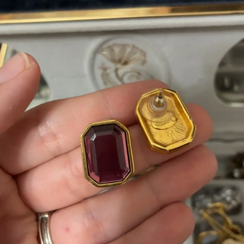 Joan Rivers Purple Gold Post Earrings