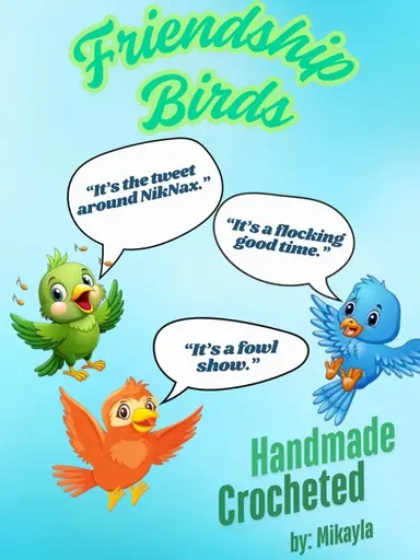 Friendship Birds Handmade Crocheted with Kiwi Bird Crafts