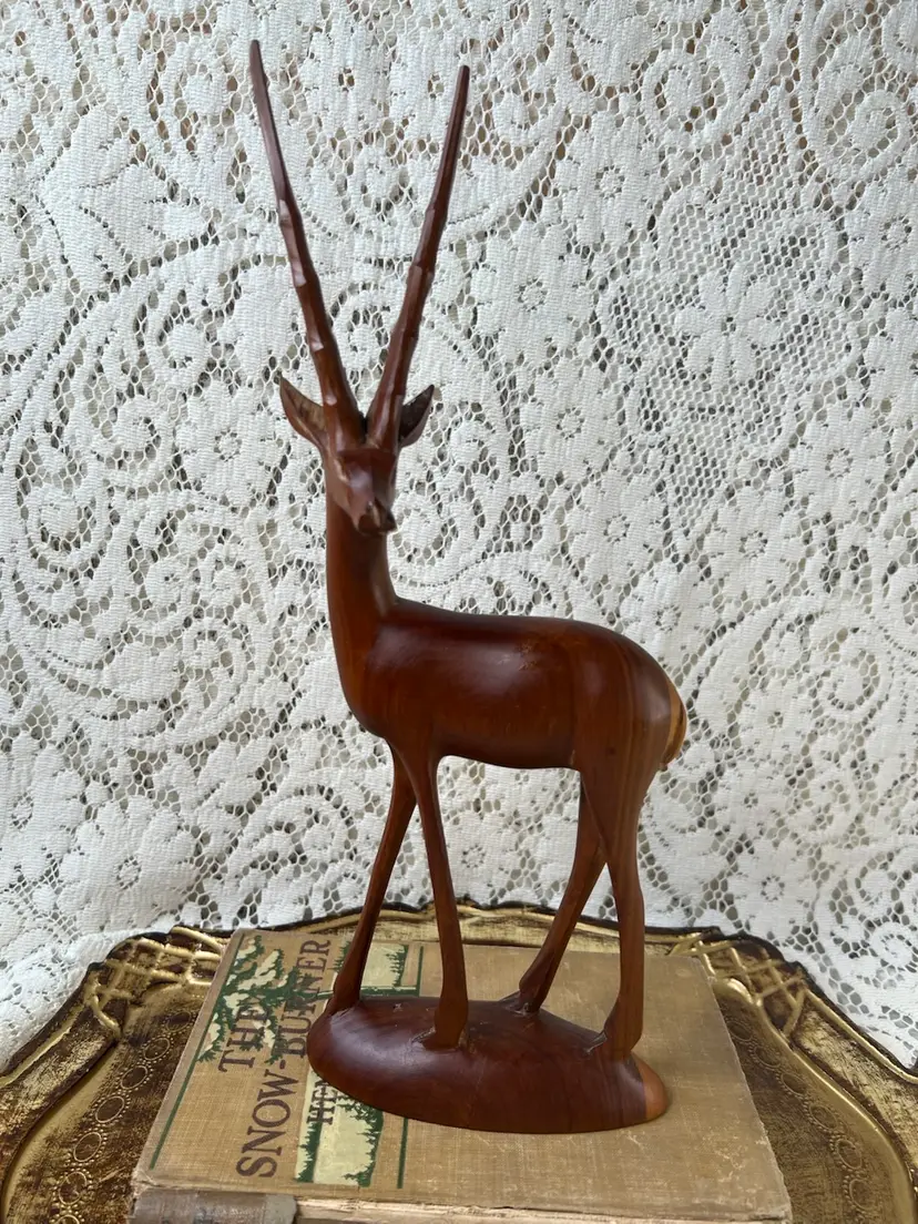 021 Wooden African Kenyan Gazelle 12.5" X 5" X 3"