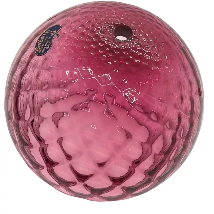 MURANO GLASS ITALY QUILTED DIAMOND CRANBERRY GLASS GLOBE LAMP SHADE 1940’s