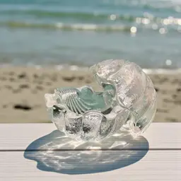 Heavy Glass Clamshell Trinket Dish With Lid