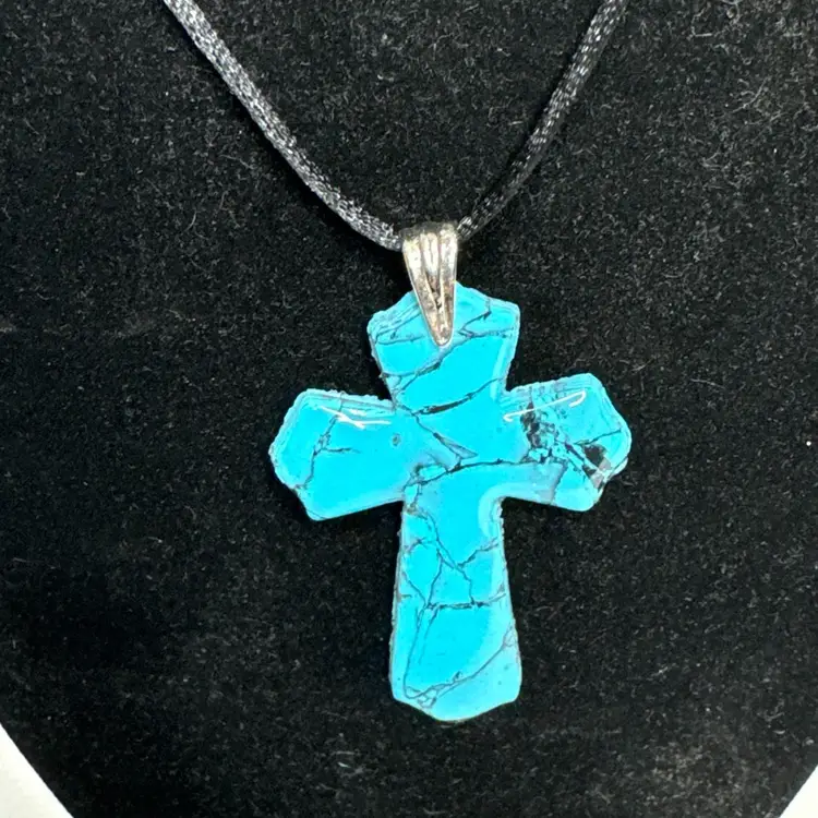 Polymer Clay Faux Turquoise Necklace And Earring Set Handmade