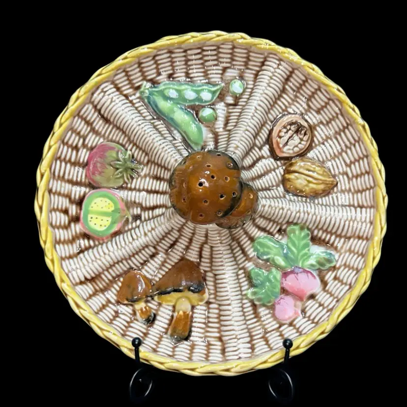 MARKDOWN! Tilso Mushroom Vegetables Appetizer Plate Ceramic Divided Relish Serving Dish ~3.25” x 10” diameter