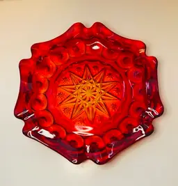 L.E. Smith Moon and Stars Amberina Ashtray Trinket Tray Mid Century Modern Retro Atomic Age Eclectic