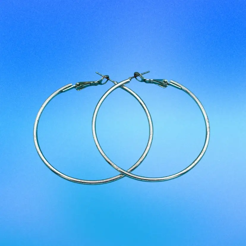 Classic Large Silver-Tone Hoop Earrings – Lightweight Statement Hoops