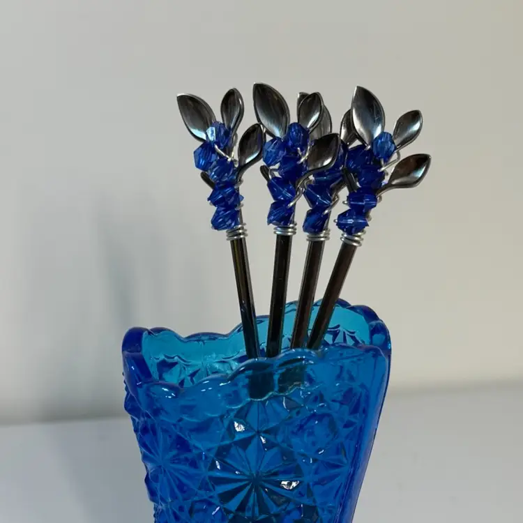 Set Of Spoons: Match For Colonial Blue Fenton Pieces