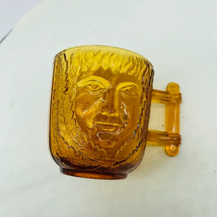 #0436 Antique Nursery Cups With Cherubic Child Face Each Side 2.5 X 3.5 Inch