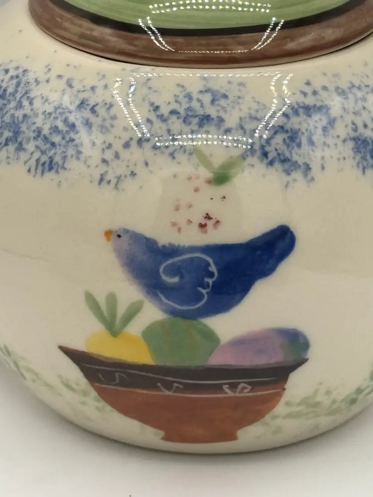 Hartstone Pottery Bluebird Teapot Hand Painted W/ Artist Initials & 1989 VTG