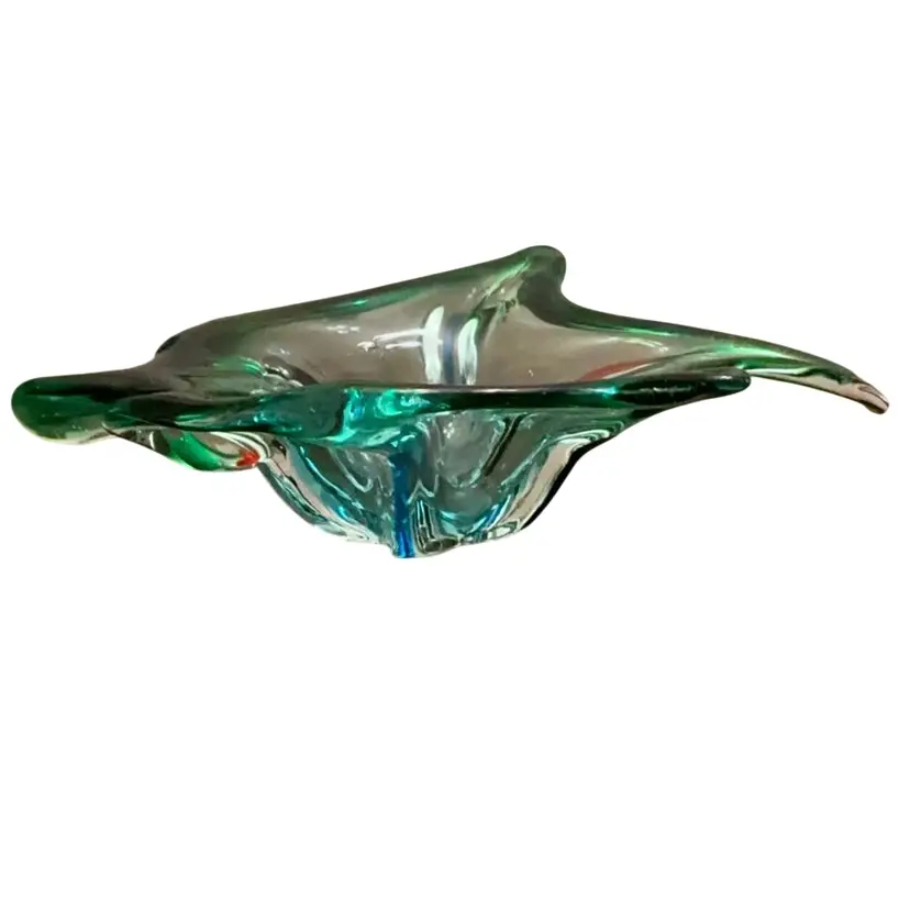 Murano Art Glass Elongated Centerpiece Bowl 13” X 9”