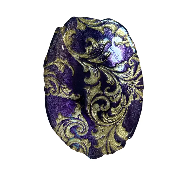 ARDA Purple and Gold Flourish Glass Dish