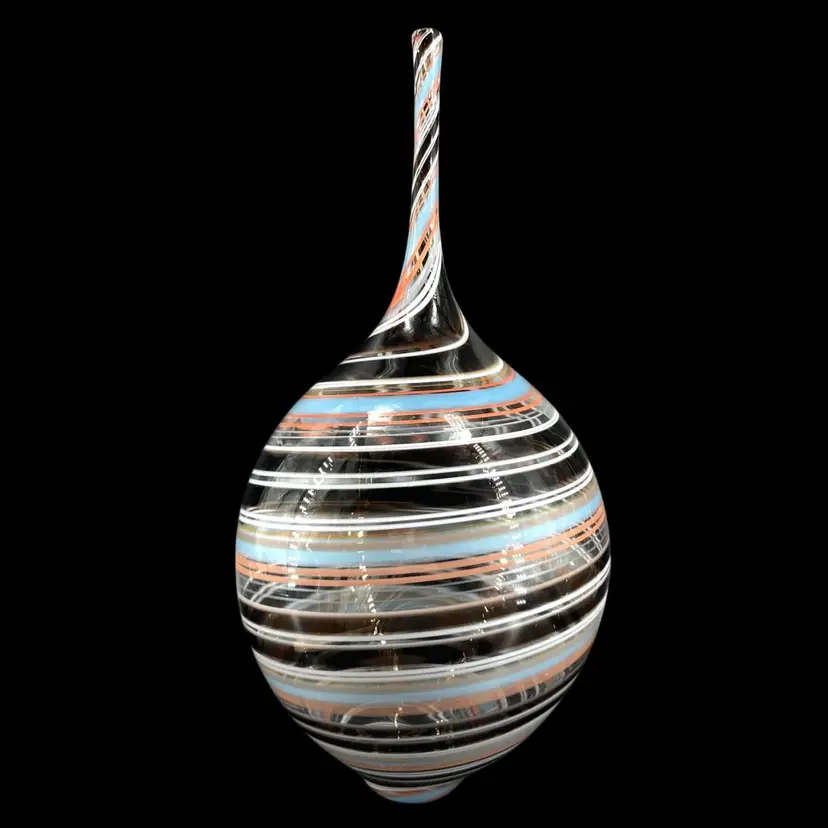 Large Contemporary Modern Andrew Thompson Art Glass Swirl Vase 16”