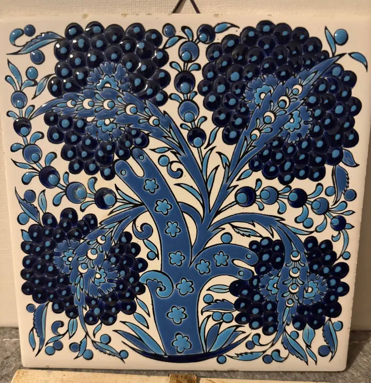 2 Tree of Life Blue and White Tiles 6 x 6" Textured  # 3063
