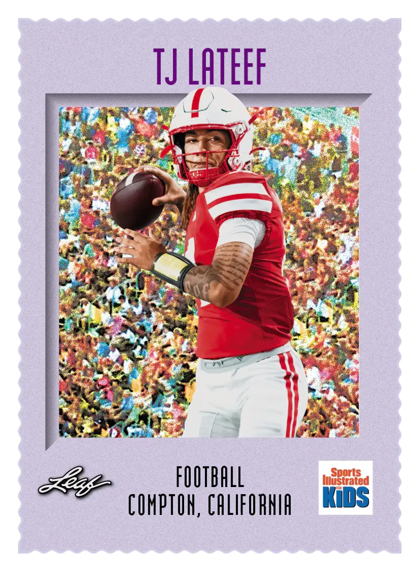 PRE SALE TJ Lateef Limited Edition Leaf Sports Illustrated Kids METAL Football Card
