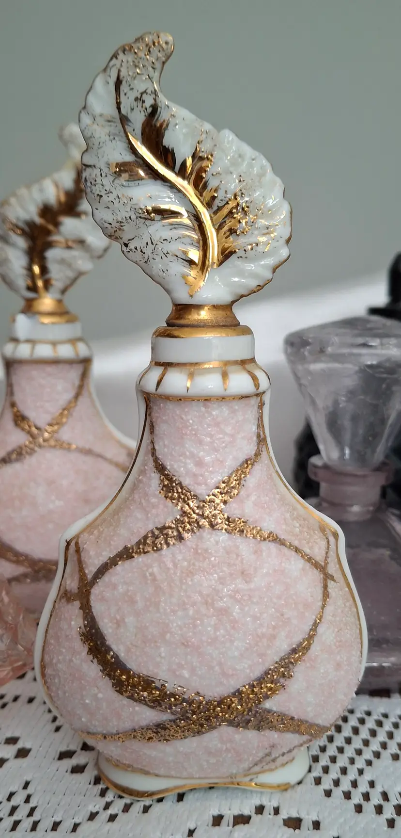 213 Pair Vintage Lefton Hand-Painted Porcelain Perfume Bottles