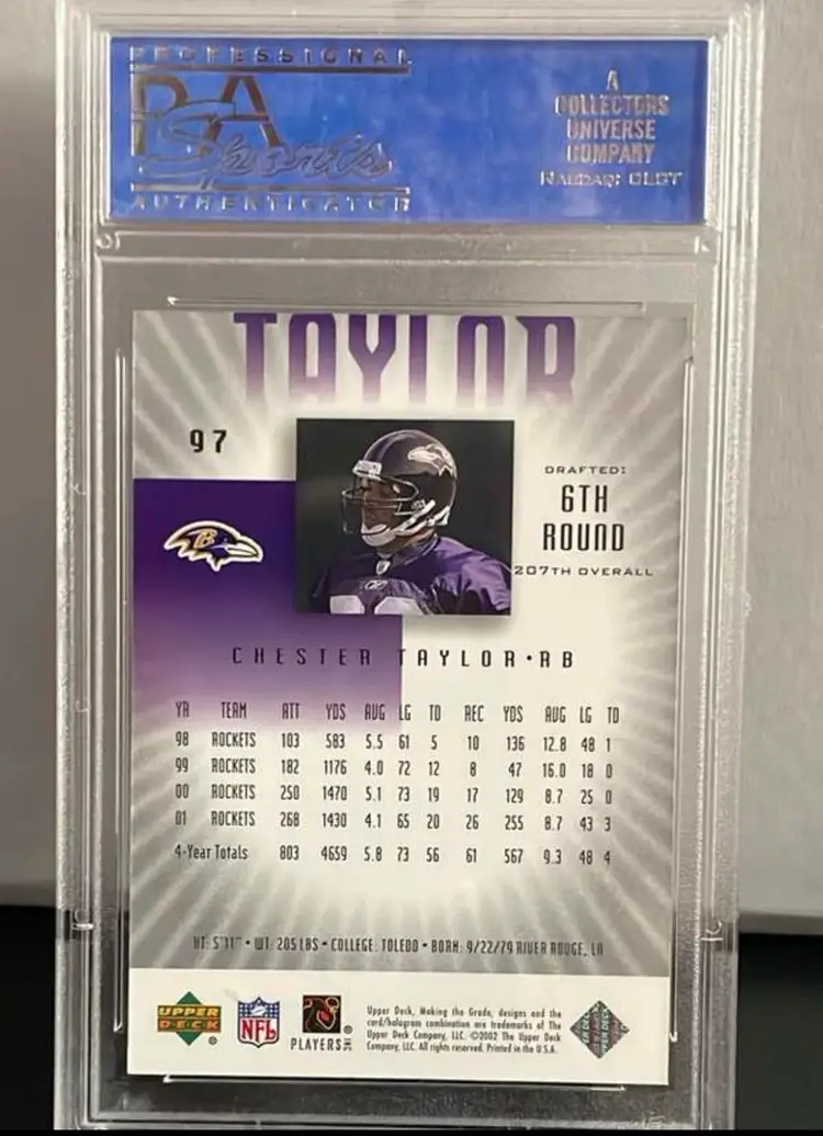 Chester Taylor 2002 Upper Deck Graded - Making The Grade Rc-Lev.1 PSA 9 #/700