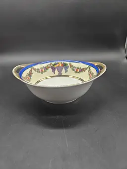 Vtg Noritake Morimura Japan Handled Bowl Fruit Garlands & Baskets Art Deco