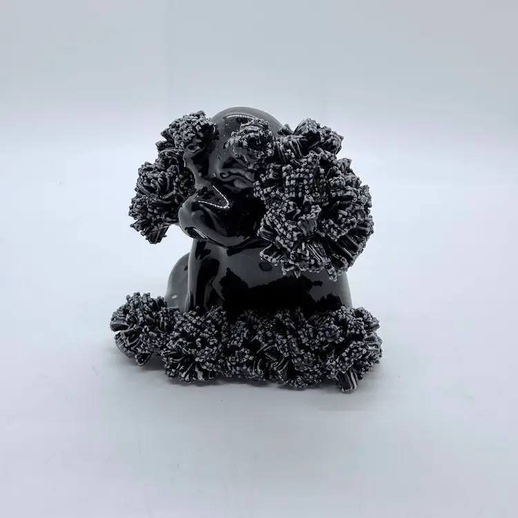 Vintage Black Spaghetti Noodle Dog Cocker Spaniel Poodle Ceramic Figurine 3"