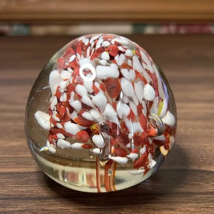 Red/White But Of Yellow Paperweight