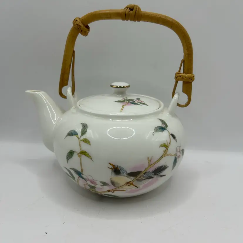 Japanese Teapot W/ Bird Design 6”