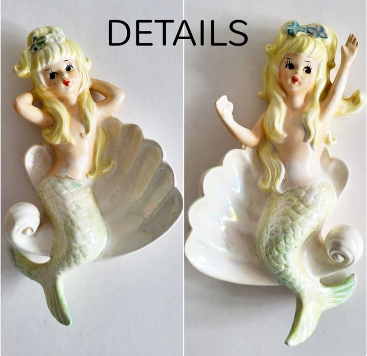 Vintage Lefton Large Wall Mermaid Pair- READ