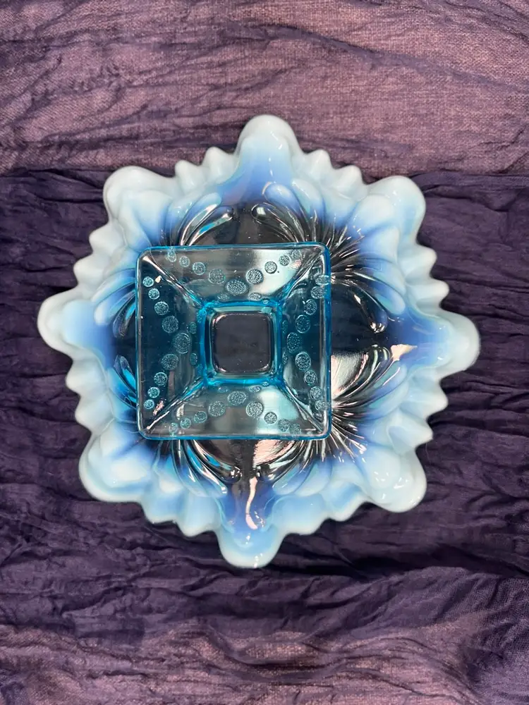 Blue Vintage Glass Decorative
Bowl with Pedestal