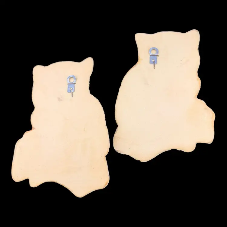 Set 2 Homco Owls Hanging Wall Decor 6”