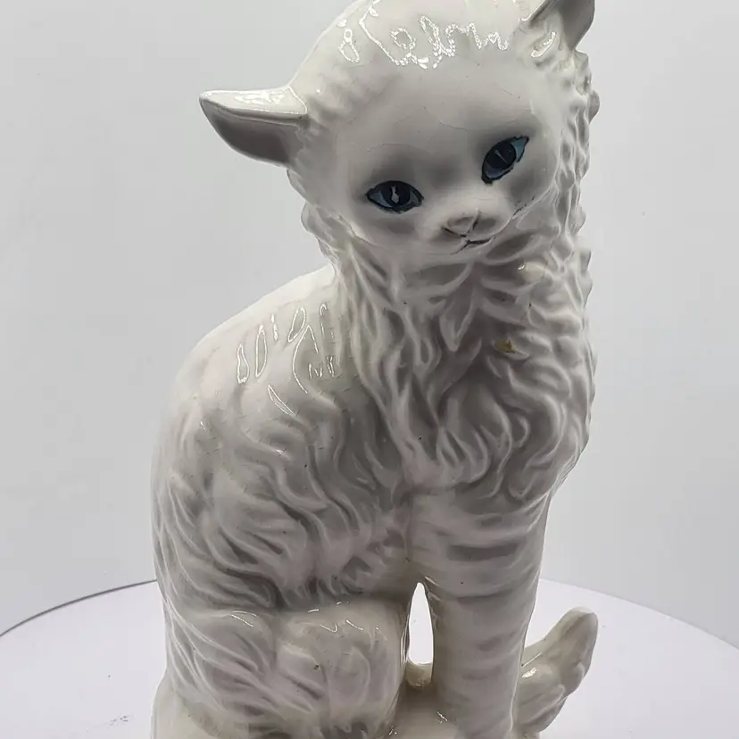 Vintage White Ceramic Cat Figurine 8 1/2"