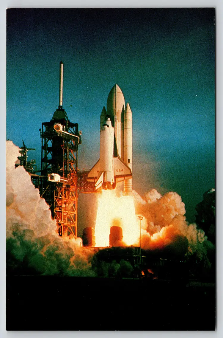 Postcard NASA Kennedy Space Center Space Shuttle Columbia Flies Launch 1981 -  9716