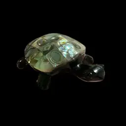 Gorgeous Small Blk Carved Obsidian Turtle With Abalone  Shell Inlay. NOTE There’s A Few Chip Spots On Bottom Of Turtle As Shown In Picture. Price Drop . Very Gorgeous Turtle 🐢