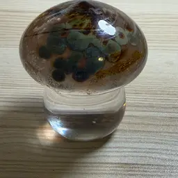SB Hadeland Art Glass Mushroom Paperweight Signed