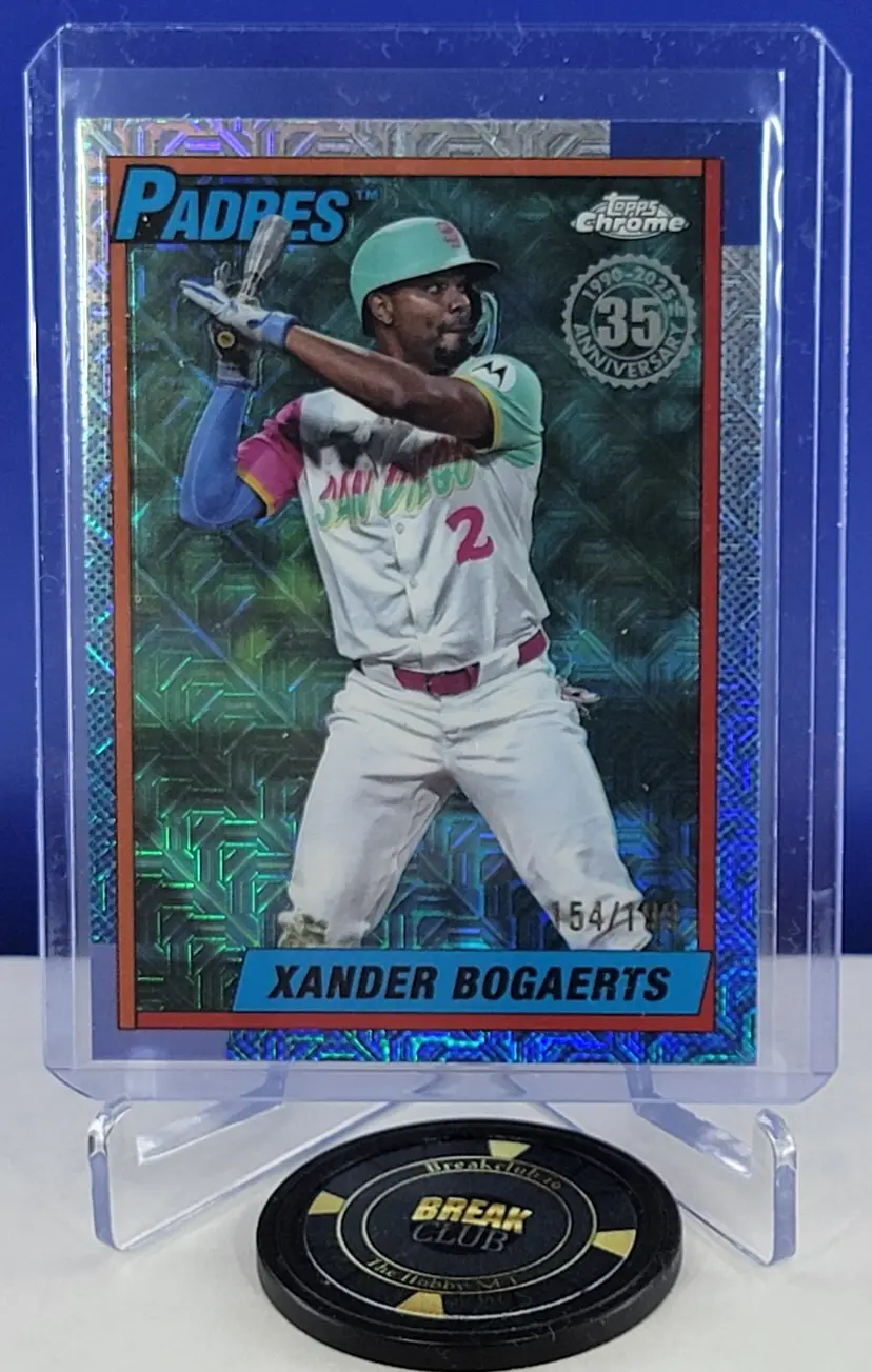 Xander Bogaerts 2025 Topps Series 2 1990 35th Silver Pack Aqua Refractor /199 San Diego Padres